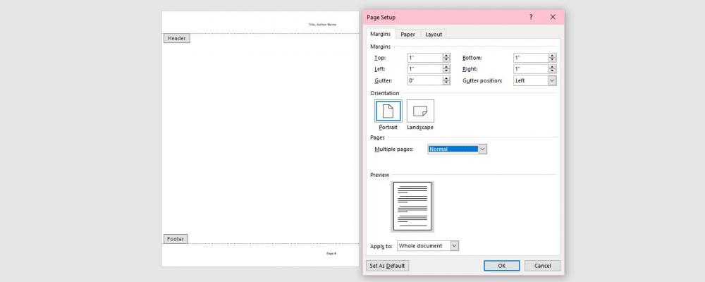 microsoft word margin page setup editing